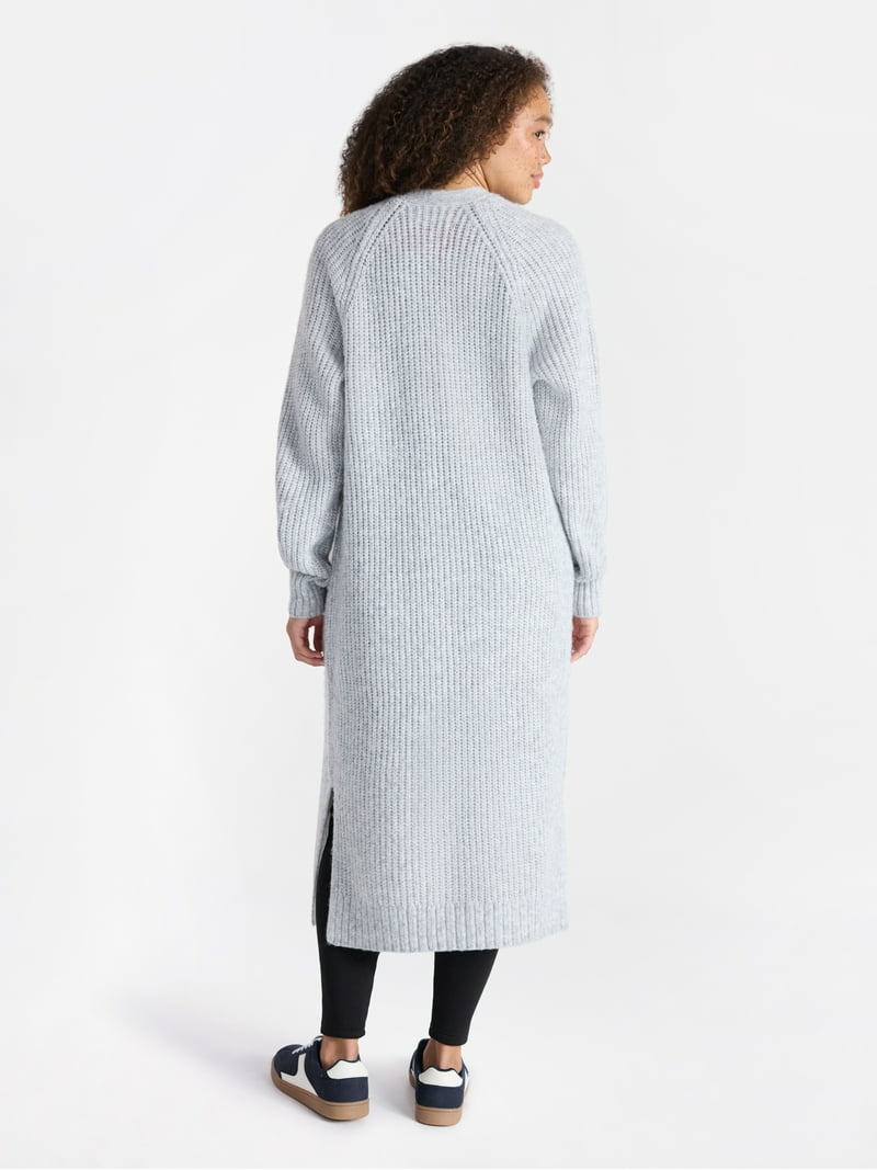 No Boundaries Ribbed Open Front Duster, Women's