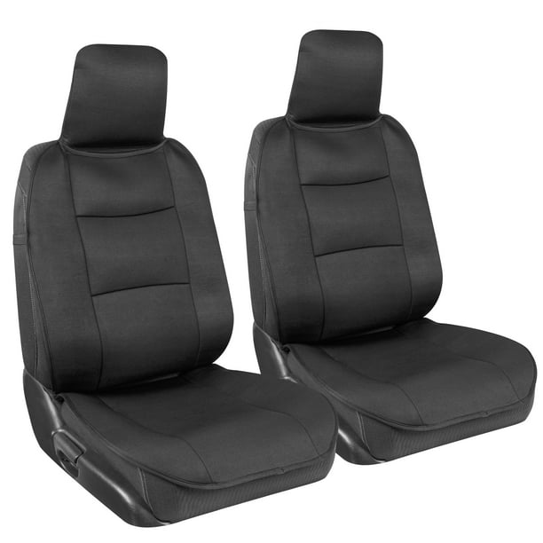 Bdk Easyfit Universal Car Seat Covers For Front Seats Black Cover Set With Integrated Headrest Quick Slip On Installation And Two Tone Accent Fit Truck Van Suv - Bucket Seat Covers With Headrest