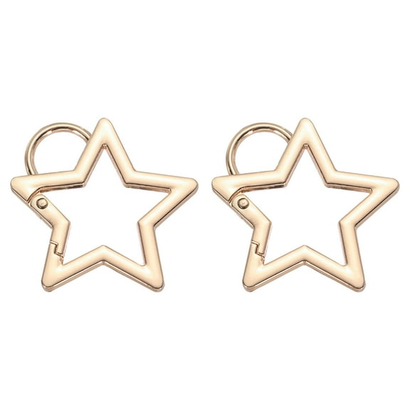 Uxcell 42mm Star Shaped Spring Snap Keychain Clip Trigger Keychain with Key Chain Rings Gold Tone 2 Pack