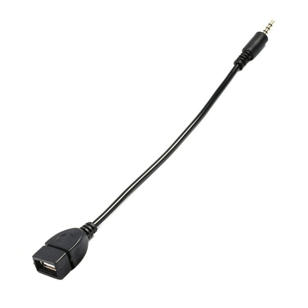 Cable Adaptador Convertidor de audio de 3.5 mm Macho aux Jack A USB 2.0 Tipo A HISPRA OTG NEGRO 20CM
