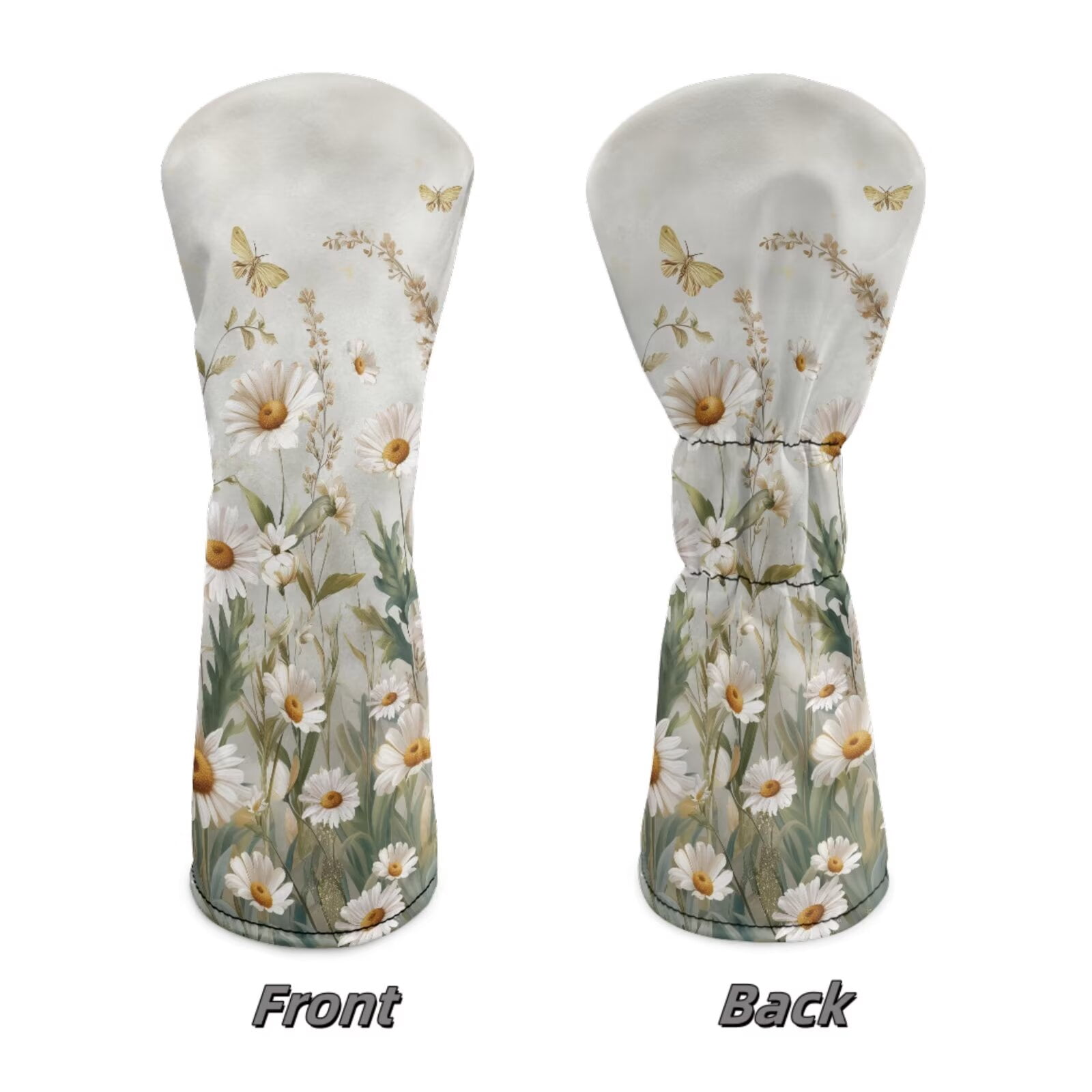 Uorisanigo Golf Club Head Covers for Driver, Fairway #3#5, Hybrid - Daisy Print Golf Accessories for Women Men - Waterproof PU Leather & Double Elastic Band Accessories