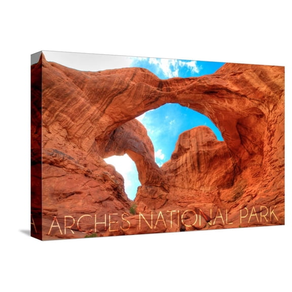 Art.com Arches National Park, Utah - Daytime Blue Sky Stretched Canvas Print Wall Art by Lantern Press, 18" x 12"
