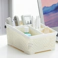 thumbnail image 6 of Storage Box Storage Containers Bathroom Storage Organizer, Plastic Desktop Caddy with Dividers, Makeup Brush Cotton Swab Holder, Countertop Cosmetic Pen Organizer, Home Office Tray, 6 of 6