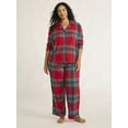 thumbnail image 4 of Joyspun Women's Flannel Long Sleeve Top and Pants Pajama Set, 2-Piece, Sizes XS-3X, 4 of 5