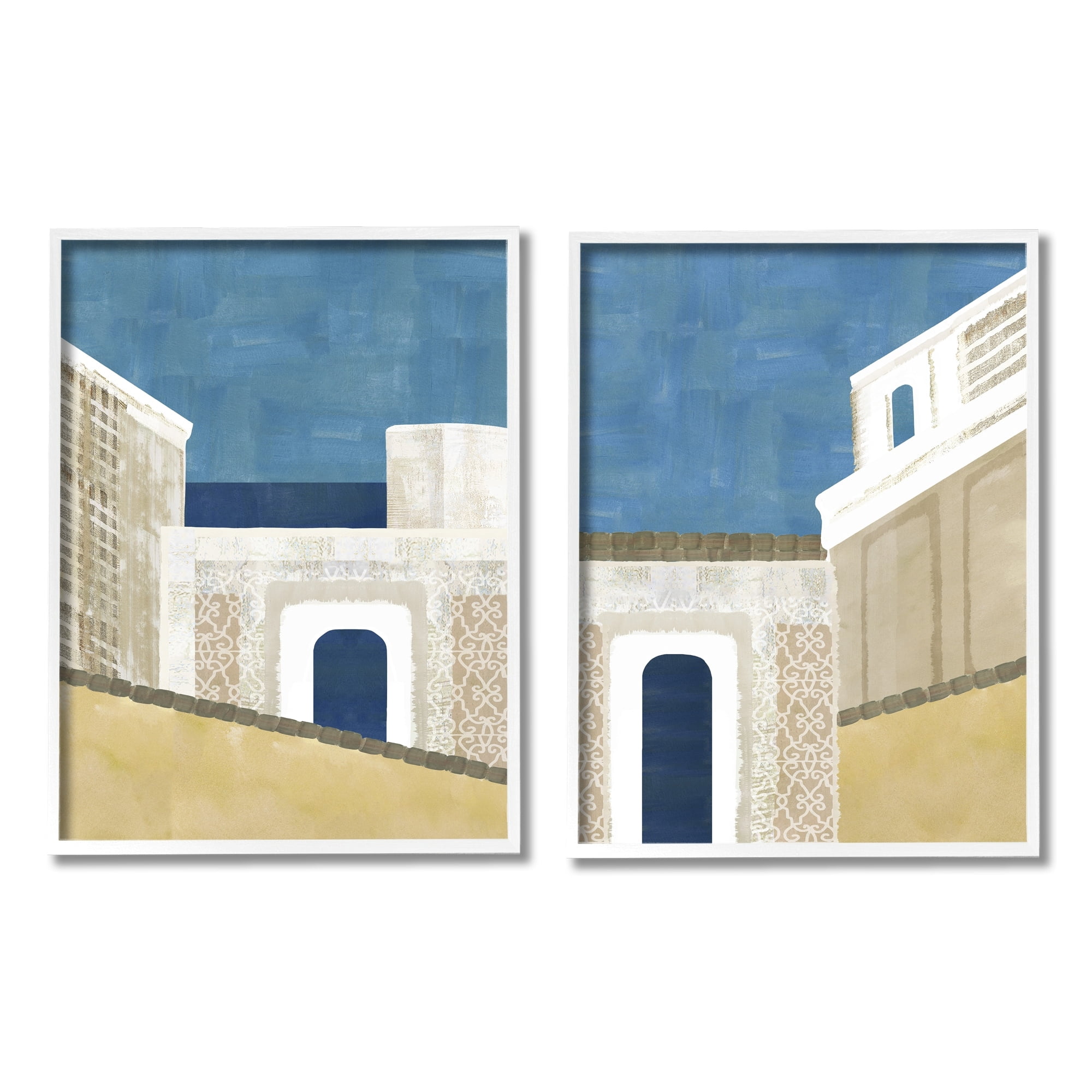 Stupell Industries Blocked Architecture Classic Tiled Building Doorway Framed Wall Art, 24 x 30, Design by Flora Kouta