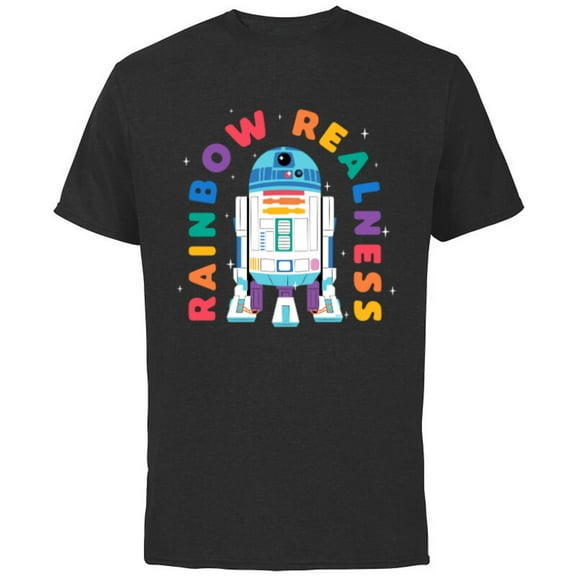 Star Wars Pride R2-D2 Rainbow Realness - Short Sleeve Cotton T-Shirt for Adults - Customized-Black