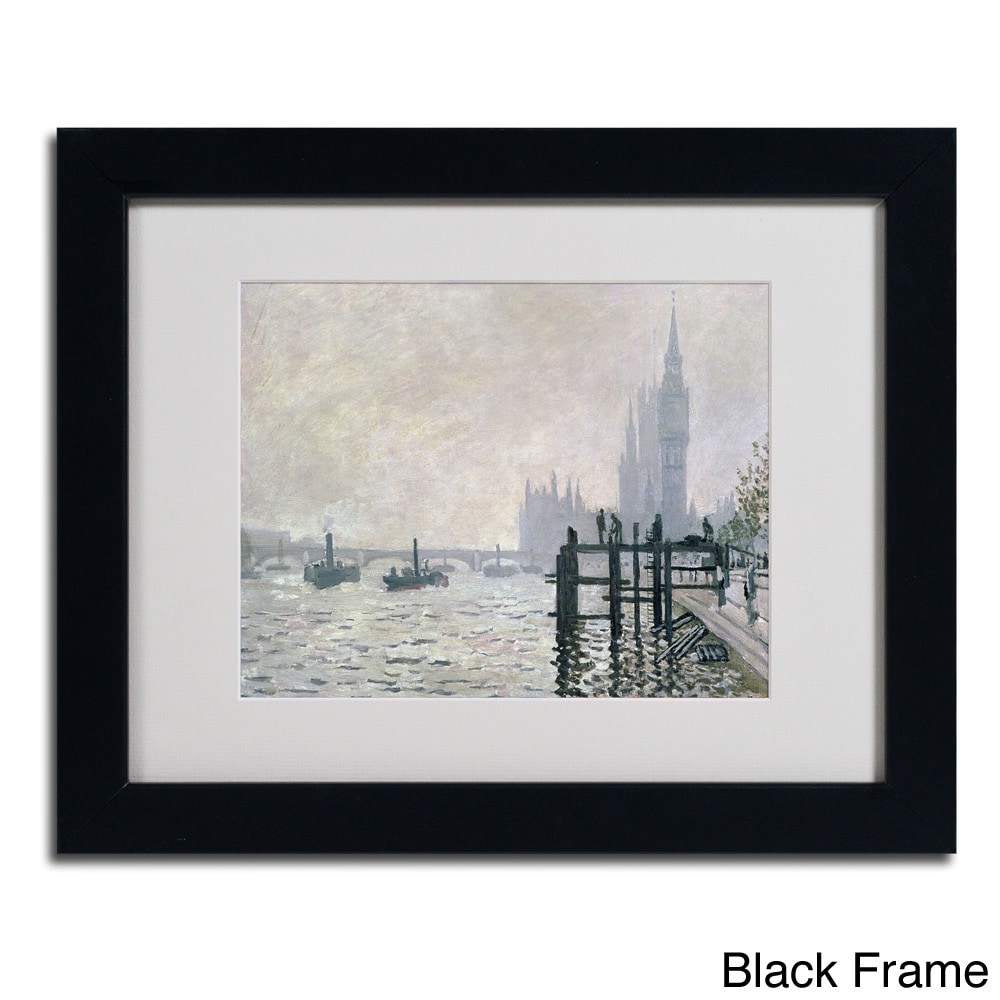 Trademark Fine Art "The Thames Below Westminster" Matted Framed Canvas Art by Claude Monet