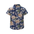 thumbnail image 2 of Raenseen Kids Boys Summer Hawaiian Shirts Floral Print Short Sleeve Button Shirts Tropical Luau Shirts Blouse Tops Type F 5-6, 2 of 7