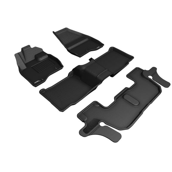 3D MAXpider Custom Fit Kagu Floor Mat (Black) Compatible with Ford Explorer 2017-2019 (Single Post on Front Passenger's Floor) - Full Set