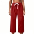 thumbnail image 3 of WonderWiz Capri Leggings for Women Plus Size, Bayleaf Leggings Womens, Capri Pants for Women, Baleaf Yoga Pants Cotton, Red Capri Leggings for Women M, 3 of 6
