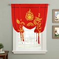 thumbnail image 2 of Red Yellow Dragon Tie Up Curtains 45 Inches Long, Kitchen Window Curtains Over Sink, Happy New Year Small Window Curtains Shade Balloon Curtains Valances for Bedroom/Cafe 34"x45", 2 of 8