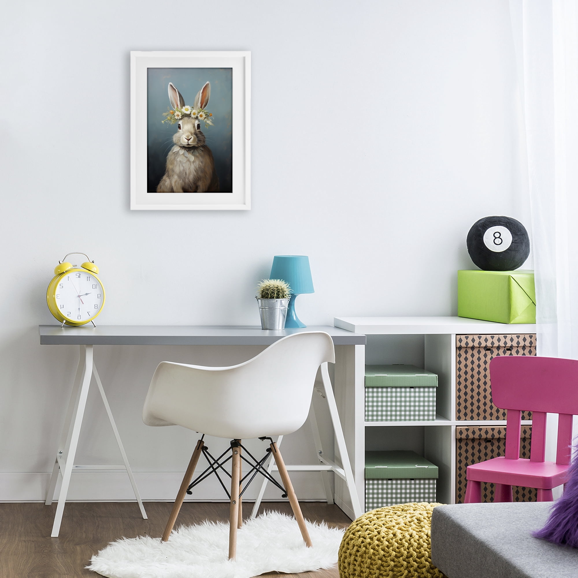 Stupell Industries Daisy Crowned Bunny Portrait White Framed Print Under Glass, design by Heidi Kuntz