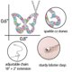 thumbnail image 4 of Collar de cristal para mujer, 1 pieza Colgante de mariposa plateada, cristales multicolores, 4 of 5