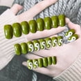 thumbnail image 4 of Uñas postizas Prensa corta de almendras en las uñas Cubierta completa de acrílico Puntas de uñas postizas verdes para mujeres y niñas 24PCS Namotu HMYH783, 4 of 6