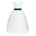 thumbnail image 2 of Ekidsbridal Ivory Lace V-Back Cap Sleeves Flower Girl Dress Junior Bridesmaid Gown for Wedding Tulle 622T 10, 2 of 3