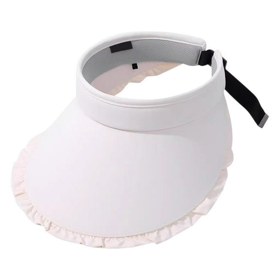 Hvmvliv Sun Hats for Women Sun Visor Hats Women with Wide Lace Brims Adjustables Clip-On Summer Beach Hat Hollow Summer Breathable Hat Ice Silk Fabric for Coolings White