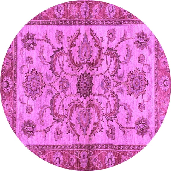 Ahgly Company Indoor Round Abstract Purple Modern Area Rugs, 4' Round