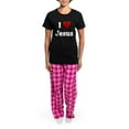 thumbnail image 4 of CafePress - I Love Jesus Women's Dark Pajamas - Women's Short Sleeve Print T-Shirt and Pants Dark Cotton Pajama Set, 4 of 7