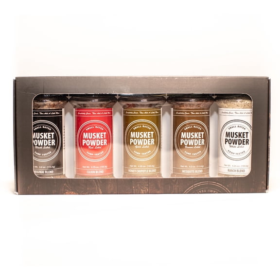 Musket Powder Seasoning Set, Spice Set for Cooking and Grilling, Barbeque Seasoning, Grilling Spices Gift Set, 5-Pack 4 oz  Each
