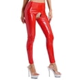 thumbnail image 3 of Aislor Leggings Longs Skinny Sans Entrejambe en Cuir PVC pour Femmes Rouge 4TG, 3 of 7