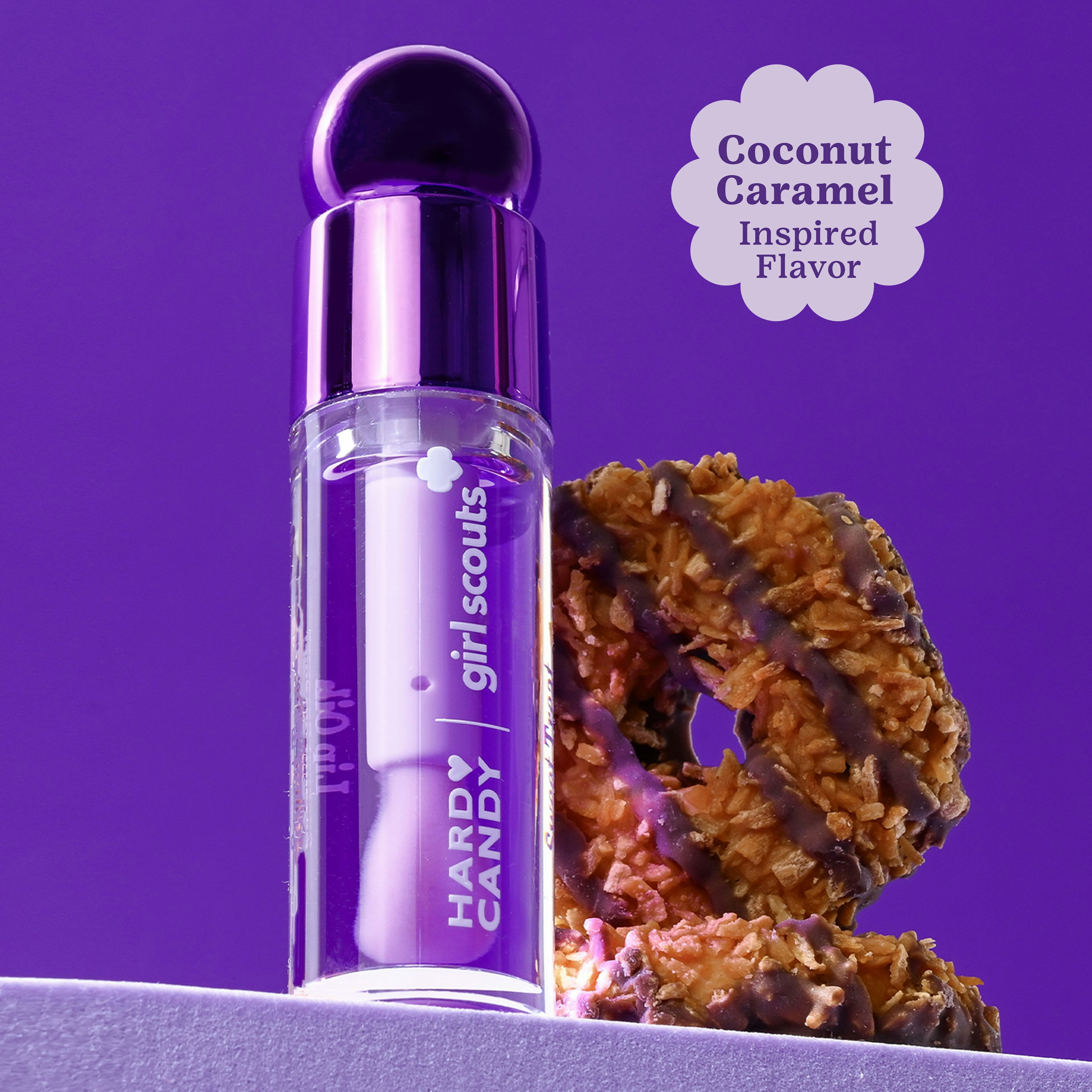Hard Candy Girl Scouts Hydrating Glossy Lip Oil with Apricot Oil, Jojoba & Vitamin E, Limited Edition Coconut Caramel Flavor
