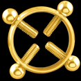 thumbnail image 3 of Circle Screw Puncture Pierced Nipple Shield Ring R00346 Gold, 3 of 4