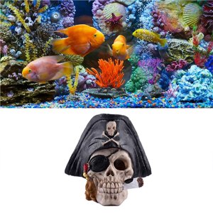 QualitChoice Fish Tank Aquarium Decoration Skeleton Pirate Captain Fish Tank Ornaments Aquarium Decorative Cave Landscape