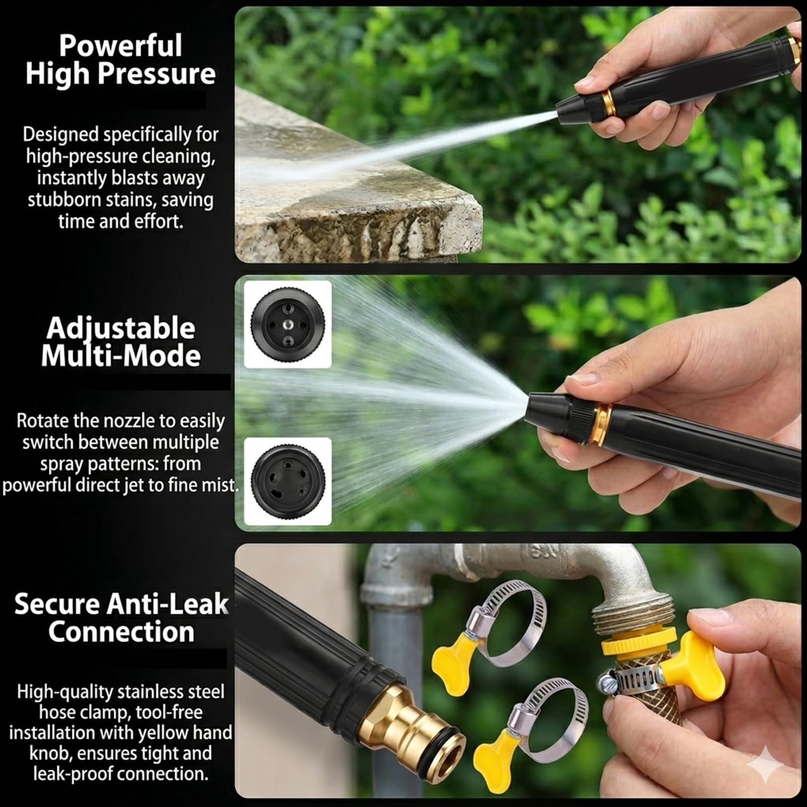 Home high-Pressure car wash Water Gun with Booster Nozzle, Upgraded Car Wash Water Gun Garden Hose Sprayer, for Watering Plants and Vegetables, and Car Washing