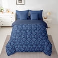 thumbnail image 2 of Feelyou Women Damask Floral Comforter Set 7pcs, Blue Halloween Ghost Full Bedding Set, 2 of 8