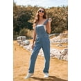 thumbnail image 6 of Pink Queen Women Long Denim Bib Overalls Jeans Wash Pants Light Blue M, 6 of 6