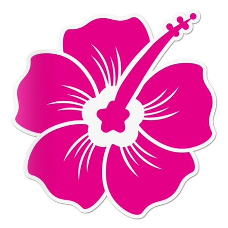 Flower Car Sticker Hibiscus Decal Pink Sticker Vinyl Rear Window Car Truck Laptop Flower Travel Mug Water and Fade Resistant 2.5 Inches ()