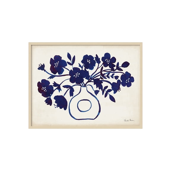 Amanti Art Modern Blue Vase II by Farida Zaman Wood Framed Wall Art Print 41" x 31" (A42677389283)