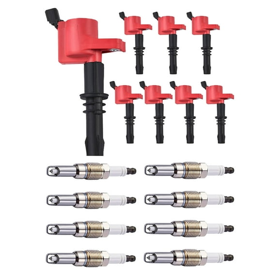 Set of 8 ISA Red Color Ignition Coils & 8 ISA Brand Spark Plugs Compatible with 2005-2008 Ford Expedition 5.4L V8 Replacement for DG511 UF537