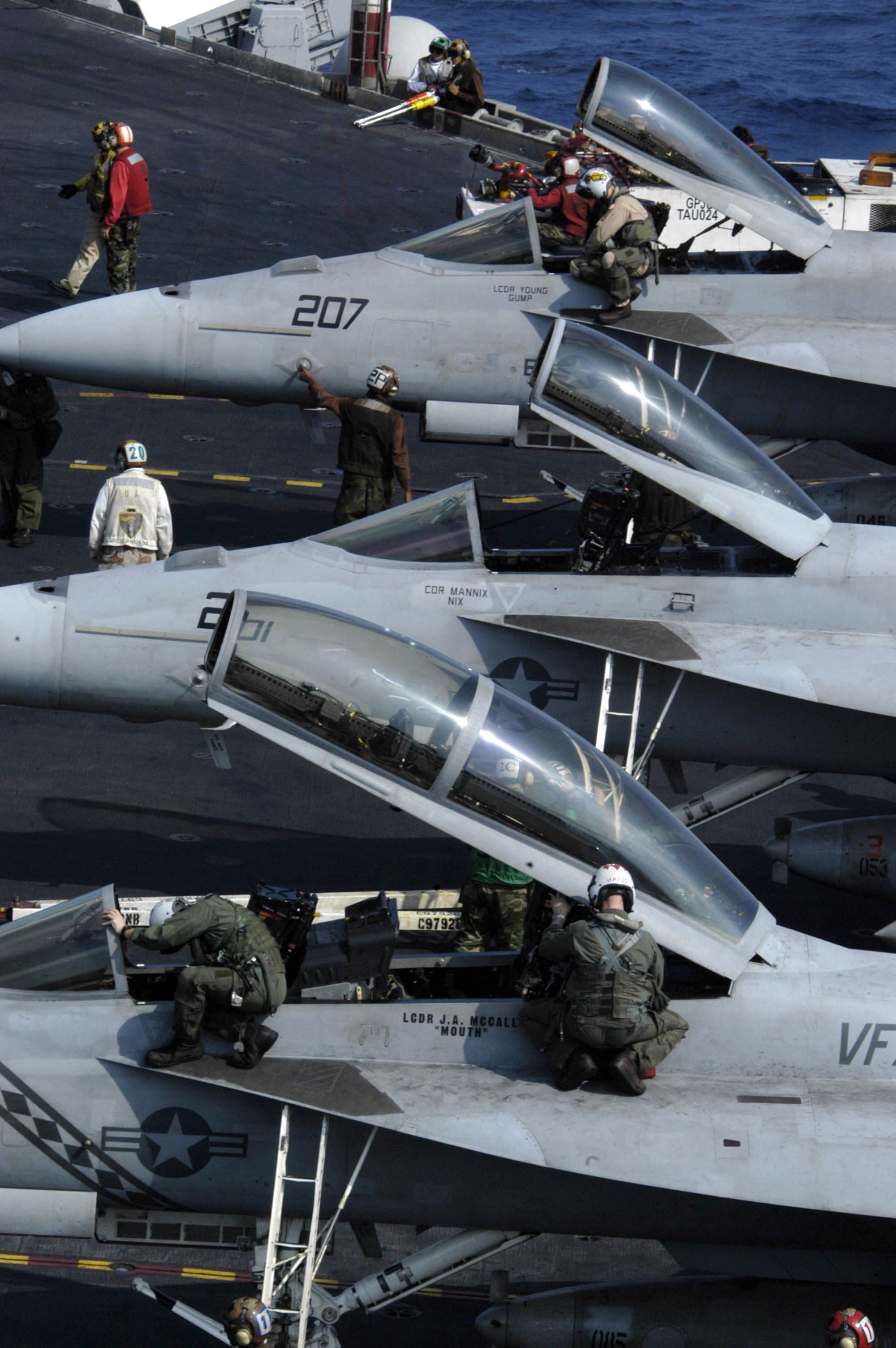 Laminated Poster Pilots And Squadron Personnel Prepare Their F A 18e F