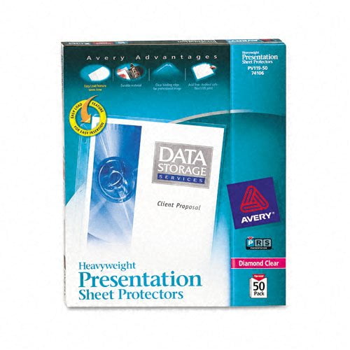 Photo 1 of Avery Diamond Clear Heavyweight Sheet Protectors, Acid Free, Box of 50 (74106)