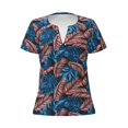 thumbnail image 3 of Naloa Tropical Leaves Print T-Shirts Short Sleeve V Neck Tees for Women Fashion Tops Trendy Lightweight Soft Casual Summer Outfits Clothes, 3 of 5