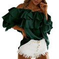 thumbnail image 2 of Off Shoulder Pullover Tops,Women's Off Shoulder Blouse,Layered Ruffle Blouse,Layered Ruffle Blouse,Modern Innovation, 2 of 6