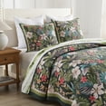 thumbnail image 3 of 3-Piece Lightweight Polyester Tropical Leaf and Flower Quilt Bedspread Set, 3 of 14