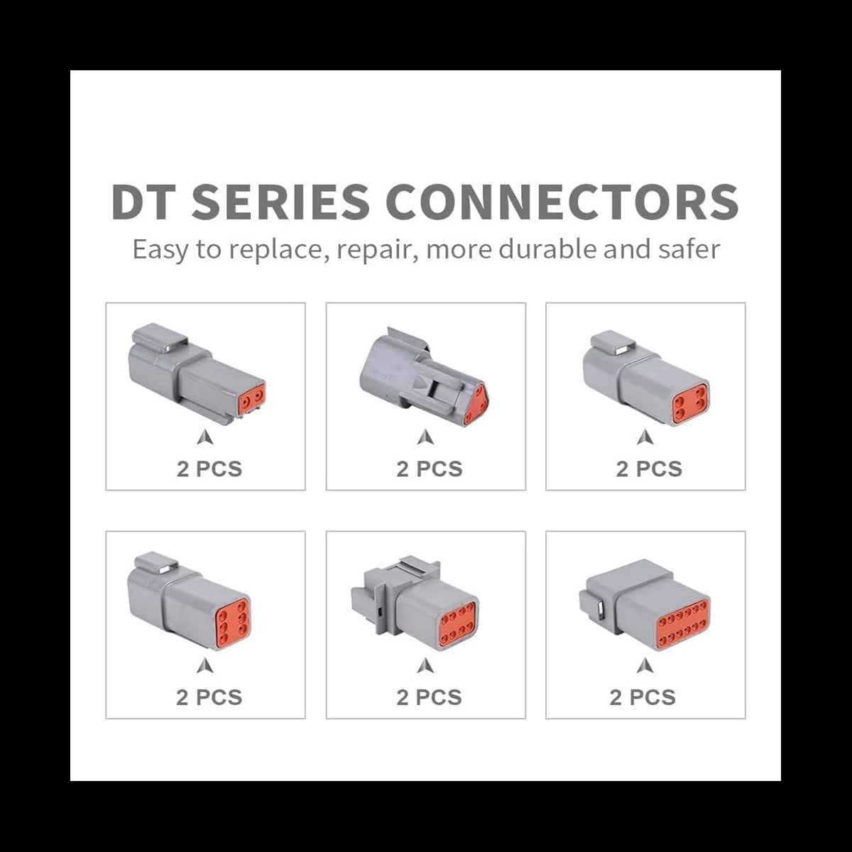 12 Kits DT Series Connector Kit 2 3 4 6 8 12 Pin Connectors IP68 Waterproof Automotive Electrical Connectors Plug