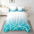 thumbnail image 2 of jejeloiu Stripes Lines Circle 7-Piece Twin Bedding Sets,Cyan White Bedding Comforter Set For Teens Kids Reversible, 2 of 8