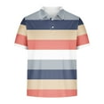 thumbnail image 2 of Enridrech Big and Tall Tee for Men Comfort Collared Short Sleeve Clothes Top Summer Fashion Color Block Striped T Shirt, 2 of 4