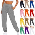 thumbnail image 1 of Casual Pants for Women Solid Color Elastic Waist Sweatpants Joggers with Drawstring Orange S, 1 of 6
