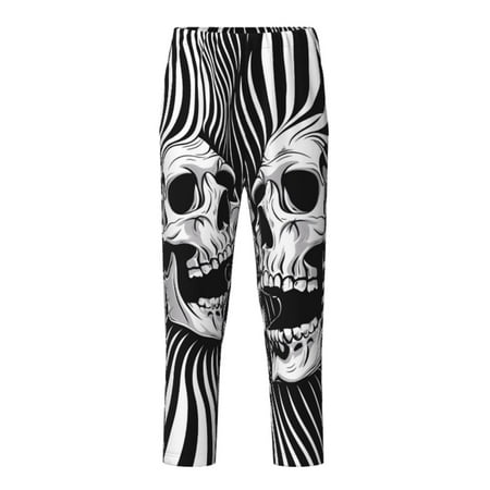 Fuzoiu Psychedelic Skull Illusion Art Print Teenagers Pajama Pants Lounge Pants with 2 Pockets Elastic Waist Kids Sleep Bottoms Comfy Sleepwear PJ Bottoms for Kids-Large