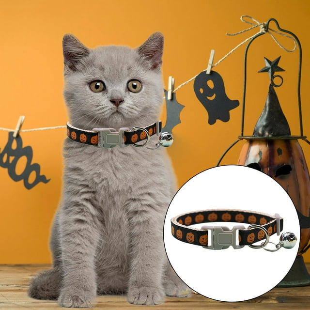 Oliegs Heated Blanket Halloween Cat Collar Breakaway With Bell Pumpkin Collars For Cats Chocolate