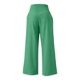 thumbnail image 5 of Women's Wide Leg Pants Cotton Linen Loose Casual High Waisted Solid Color Trousers Lightweight Breathable Thin Pant with Pockets Green S, 5 of 5