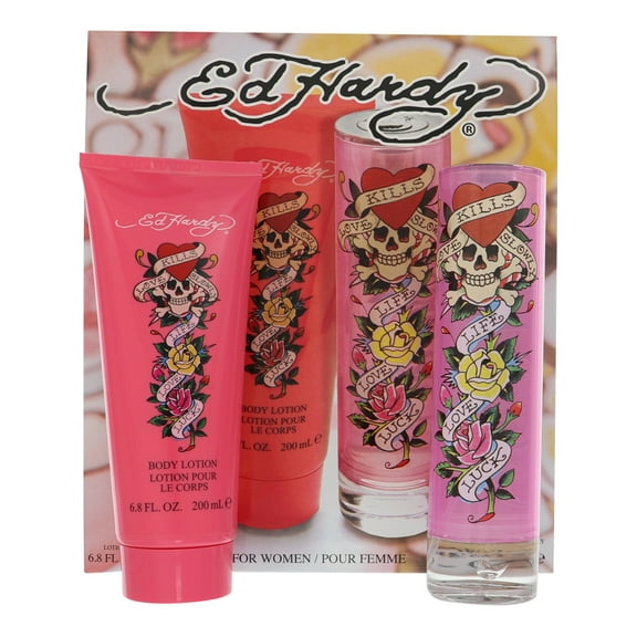 Christian Audigier Ed Hardy , 2 Pc Gift Set 3.4oz EDP Spray, 6.8oz Body Lotion