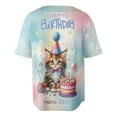thumbnail image 2 of Happy Birthday Cute Kitten Maine Coon with Cake Gifts Party Hat All Over Print 3D Baseball Shirt Cat Lover Kitten Owner Gifts Softball Sport - 00029, 2 of 6