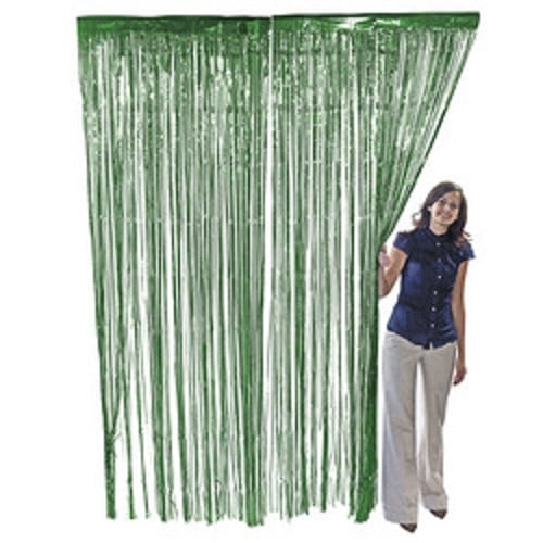 3' x 8' Green Tinsel Foil Fringe Door Window Curtain Party Decoration
