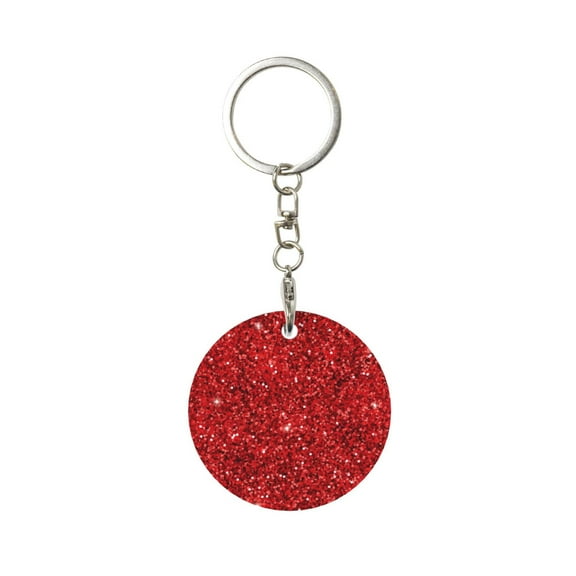 Naloa Red Glitter Print Round Keychain Keychain Key Ring, Key Tag, Key Chain Bulk for Gift Accessories (Round)
