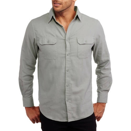 Straight Faded Men's Solid Flannel Shirt - Walmart.com